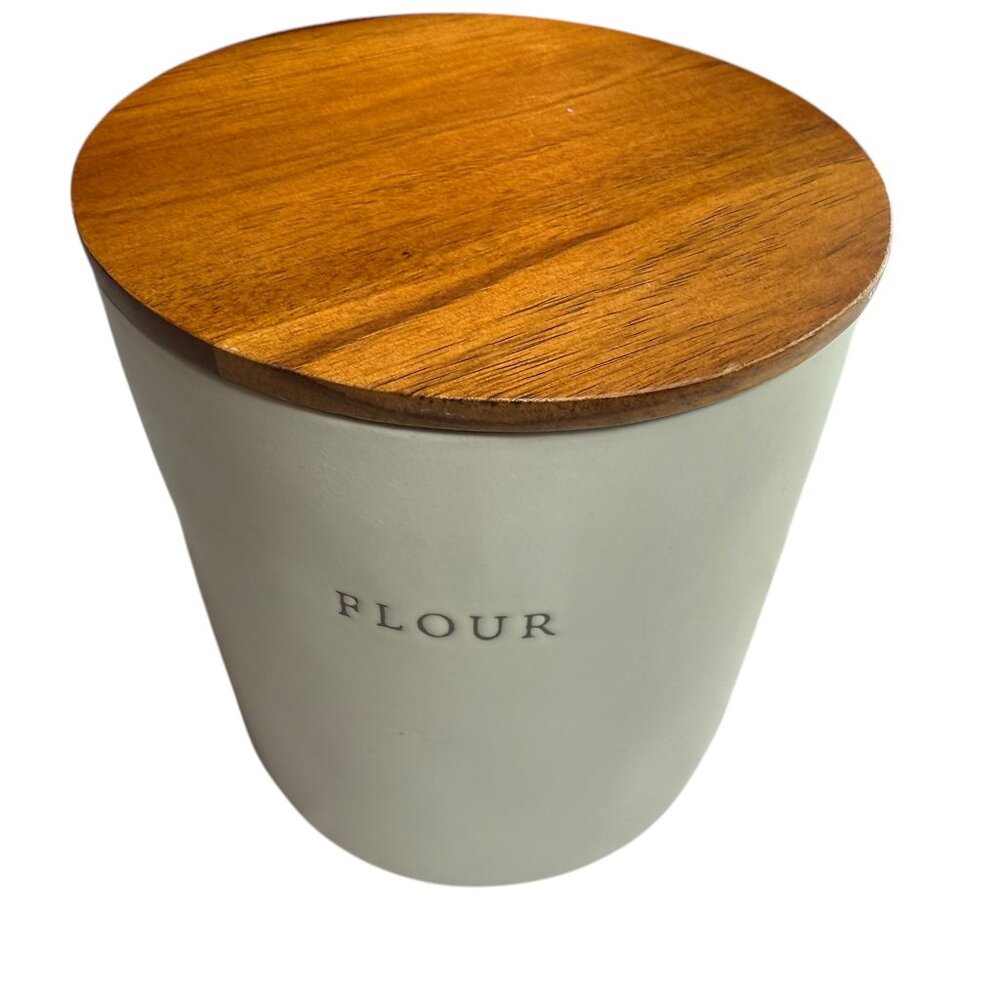 Hearth and Hand Magnolia Flour Canister, Ceramic Food Storage Container, Large